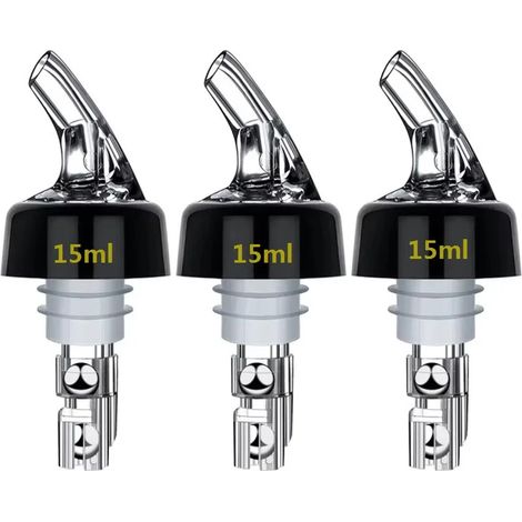 (15 ml) Lot de 3 becs verseurs doseurs imprimés pour bouteilles, verres d'alcool, vins, cocktails et whiskies. Distributeur pour barman. (1/5)