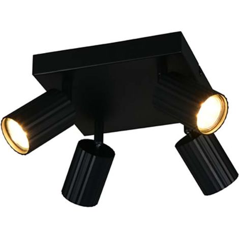 Deckenleuchte Wohnzimmerlampe Metall schwarz 4-flammig schwenkbar GU10 B 20 cm