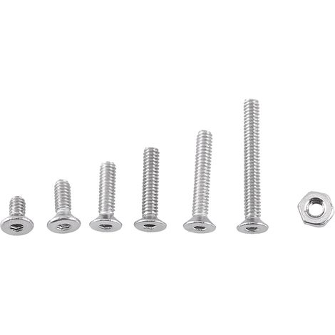 250 pièces Vis à tête fraisée hexagonale M2 en acier inoxydable avec écrous assortis (1/5)
