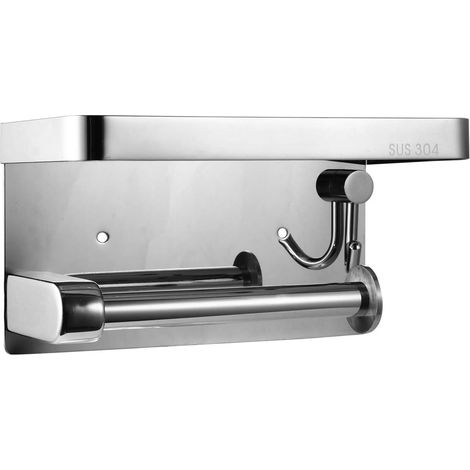 Porte-essuie-tout en acier inoxydable argenté, étagère (1/5)