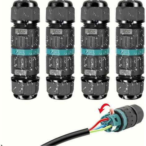 4 Pcs Waterproof Electrical Connector IP68 - 3 Wire Cable Connector Waterproof Outdoor Junction Box, Waterproof Domino Junction Box for Cable Ø 9 to 12mm (1/5)