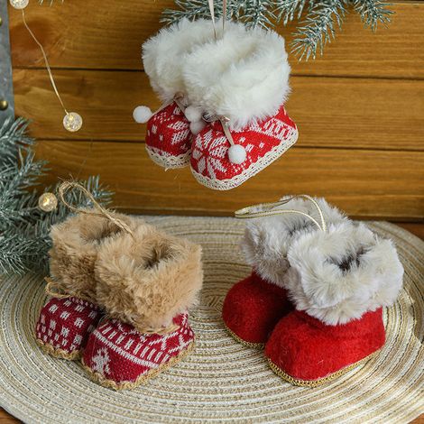 Adorno navideño de bota de tela roja - Tipo A (1/3)