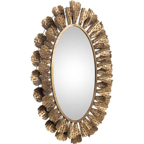 Espejo de metal dorado 93.5x7.5x130.5h cm