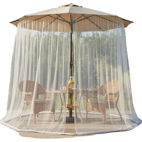 Mosquitera redonda de 300 cm de diámetro, diseño de una sola puerta, material textil, cierre de cremallera, incluye bolsa de agua. (1/5)