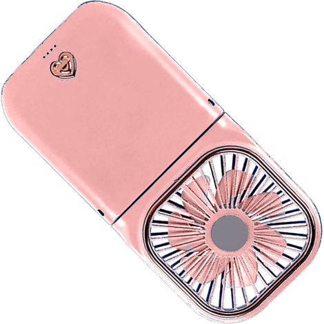 Zusammenklappbarer Nackenventilator mit drei Geschwindigkeitsstufen, USB-aufladbar, klein und praktisch zum Aufhängen, ideal für Wanderungen und Picknicks, Rosa (1/5)