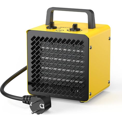 Radiateur électrique 2000W - Céramique - Chauffage Soufflant - Mini Chauffage d'appoint - Chauffe Rapide - Conception compacte pour bureau - Jaune (1/5)