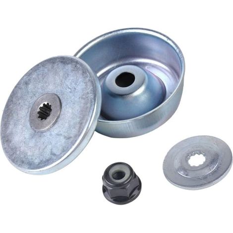 Kit de fixation en métal pour débroussailleuse FS120 F50 de rechange, écrou de collier de tête d'engrenage, filetage M10 x 1 gauche, 4 plaques de protection pour rondelle (1/5)