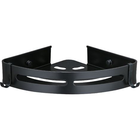 Estante de ducha adhesivo sin taladrar, estante de ducha esquinero, organizador de baño, aluminio negro mate, montaje en pared, paquete de 2, soporte para champú/ducha
