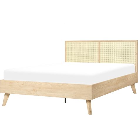 Bed Rattan MONPAZIER 140 x 200 cm (EU Double) Light Brown