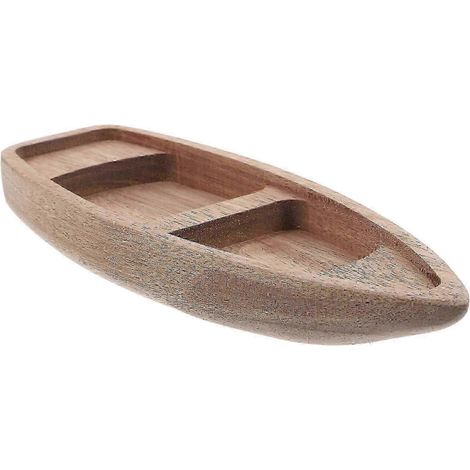 Ensemble d'objets artisanaux en bois naturel non fini (1 ensemble) - Petit bateau en bois, canoë, modèle de bateau classique, barque à rames, compatible avec les décorations de fête sur le thème nauti (1/5)