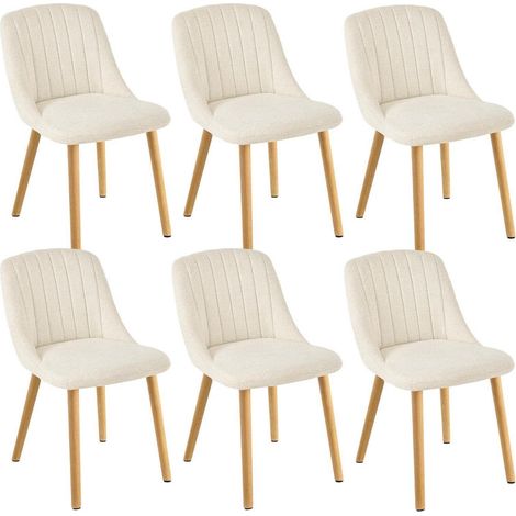 Esszimmerstühle 6er Set Samt Weiß Holzbeine Polsterstühle für Küche & Wohnzimmer (1/5)