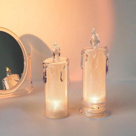 Bougie Sans Flamme - Bougie Pilier Transparente LED - Décoration Festive Intérieure Extérieure - Lot de 1 (1/5)