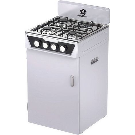 Fornello a Gas 4 Fuochi Grigio in Metallo con Vano Portabombola per Interno ed Esterno Staylux M-Poker
