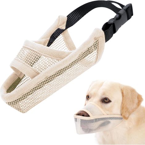 Muselière pour chien — Convient aux chiens de petite, moyenne et grande taille conception en maille respirante permet de boire empêche de mordre, d’aboyer et de lécher (Taille S, Beige) (1/5)