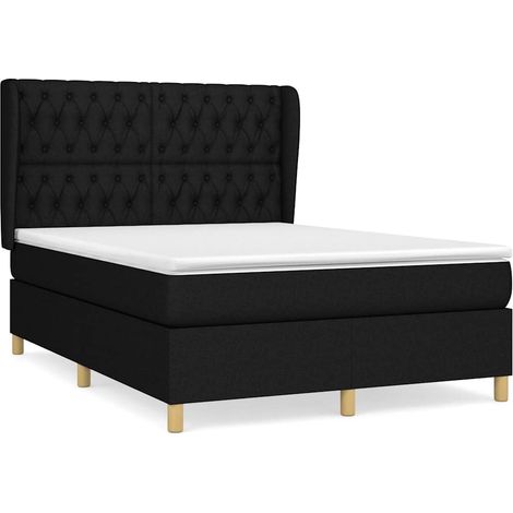 Maison Exclusive - Cama box spring con colchón tela negro 140x200 (1/5)