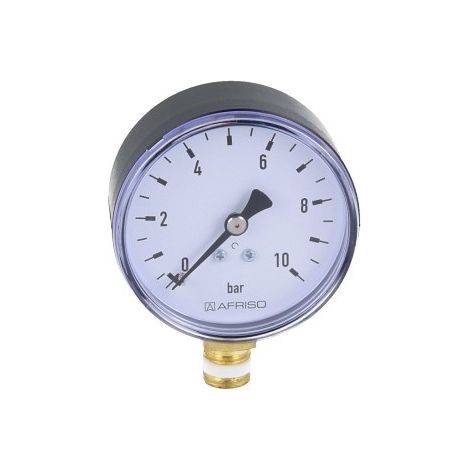 Manómetro de calefacción RF 63 RAD, fi 63 mm, 0-10 bar, 1/4 pulgada rad, clase 2.5 vertical (1/4)