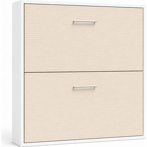 Les Tendances – Lit escamotable superposé 90x200 cm – Coffrage blanc avec façade vison 3D – Échelle ajustable en acier – Amortisseurs à gaz pour descente lente (1/5)