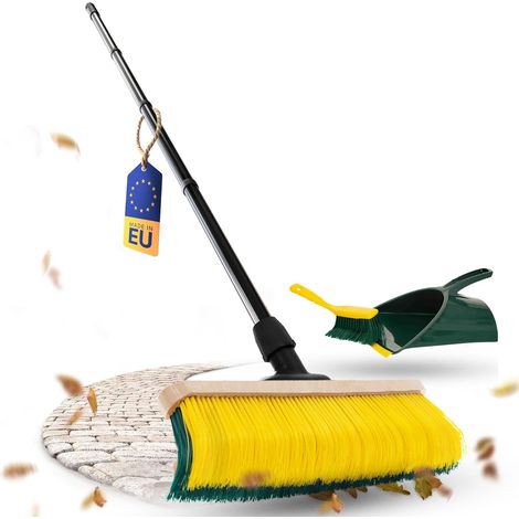 Balai à griffes Novaliv avec manche 60 cm, y compris ensemble de balayage jumbo, balai spécial à poils courbés - idéal comme balai de jardin, balai