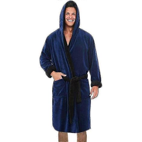 Peignoir polaire à capuche pour homme - Peignoir d'hiver doux et confortable, idéal pour la maison et les moments de détente