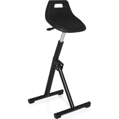 HJH Office 665150 Sgabello da lavoro TOP WORK 31 nero, senza braccioli, robusto, regolabile in altezza, sedia da lavoro, base nera, ergonomica, facile da pulire, aiuto di sostegno (1/5)