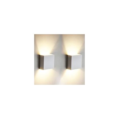 Lot de 2 appliques murales LED 6W, éclairage haut/bas, aluminium, blanc chaud – (1/3)