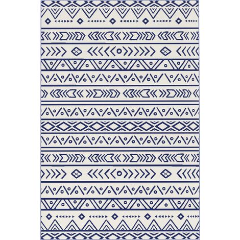 Wendbarer Outdoor-Teppich, wetterfest, 182 x 274 cm, Blau/Weiß