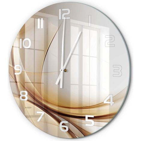 Horloge Murale Ronde Quartz Verre Trempé Design Moderne Salon Chambre Bureau Abstraction de vague fi 60 cm (1/5)