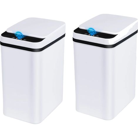 Cubo de basura automático con sensor, funcionamiento sin contacto, control de olores, blanco x2 (1/2)