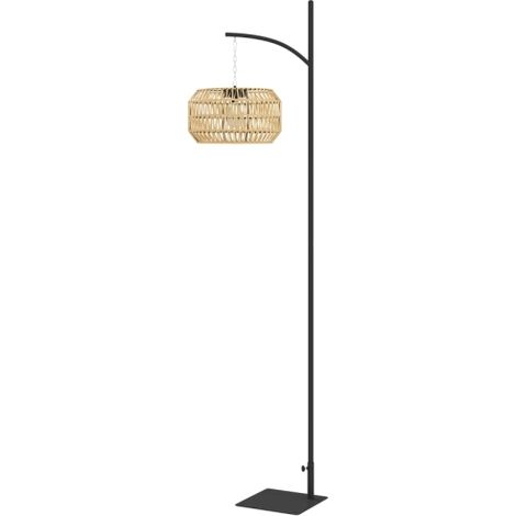 Lampada da terra solare, stile rattan, lampade solari con sensore di luce, luce solare automatica in stile boho, IP44, nero+gialloSul posto