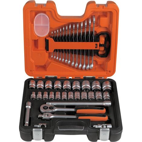 Bahco – Coffret multi-outils 40 pièces – 21 douilles 6 pans 1/2'' et 13 clés mixtes – Acier allié haute performance – S400