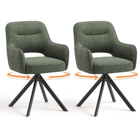 Smartue  Sedie girevoli, set da 2 pezzi, sedie girevoli premium con braccioli semicompleti e struttura metallica stabile, colore Verde