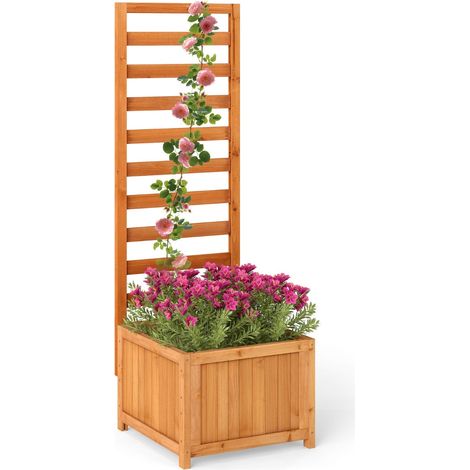 Fioriera con traliccio 42,5 x 40,5 x 123 cm per piante rampicanti design colorato in legno arancione 200017947