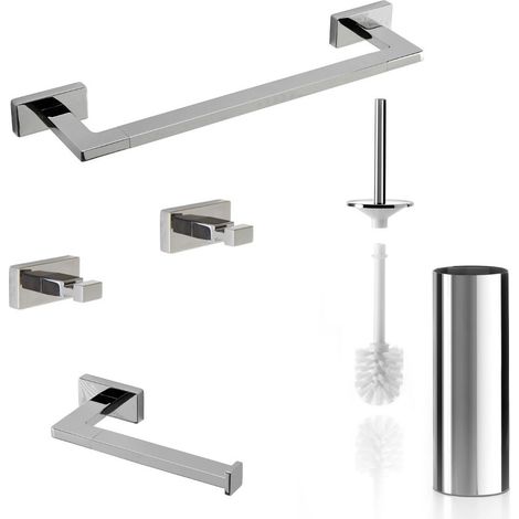 Inda - Set accesSori Badezimmer Wand Lea Chrom glänzend (Handtuchhalter 51 cm)