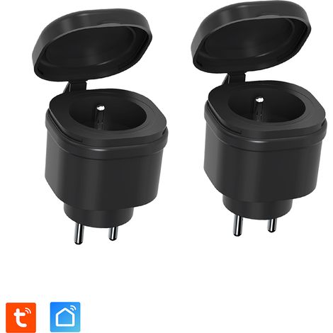 Lot de 2 Prises Extérieures (IP44) 3680W connectées Wifi + Suivi de consommation (1/5)