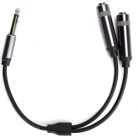 1 câble adaptateur audio stéréo, mâle 6,35 mm vers double femelle 6,35 mm, alliage d'aluminium, plaqué or, pour amplificateur et console de mixage (1/2)