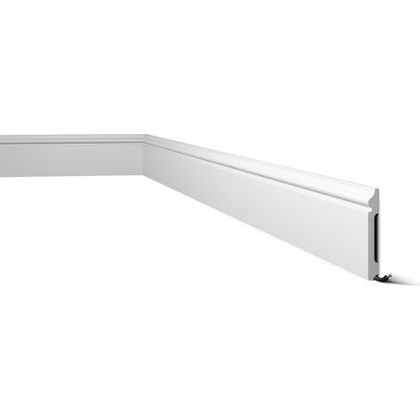 NMC – Plinthe décorative blanche 2m – Moulure classique en polystyrène extrudé – Largeur 1.5cm, Hauteur 12cm – Résistante aux chocs