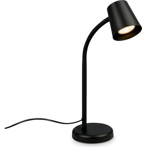 BRILONER - Lampe de chevet avec interrupteur filaire, orientable, GU10, max. 9W, lampe de bureau, lampe table salon, 13x38,5 cm, noir