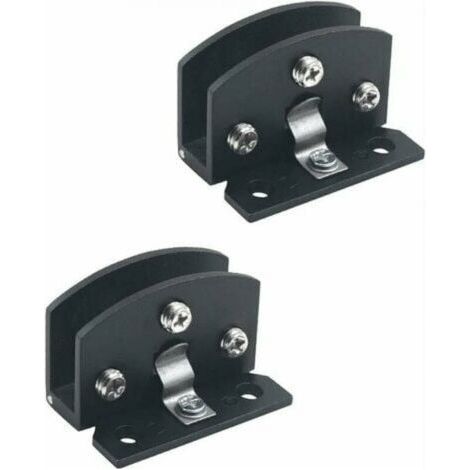 2pcs Glass Door Hinges for Display Case/Wine Cabinet Clip Door Hinge (Suitable for 5-8mm Thick Glass - Black), Door Hinge Replacement Parts - Black - Silver (1/4)