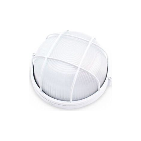 Aplique redondo de aluminio con rejilla BLANCO E27