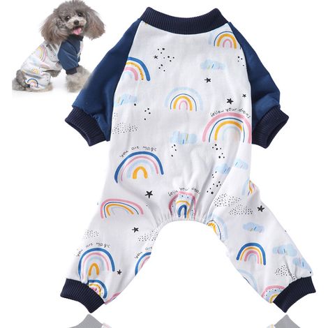 1 pyjama pour animaux de compagnie, motif arc-en-ciel, polyester, pour chiens et chats, taille S à XL (1/5)