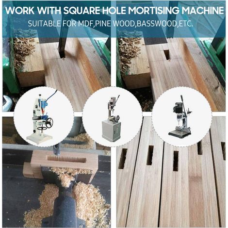 Ensemble de 6 forets à mortaiser carrés en acier pour le travail du bois, disponibles en 1/4 pouce, 5/16 pouce, 3/8 pouce, 1/2 pouce, 9/16 pouce et 5/8 pouce. (1/5)