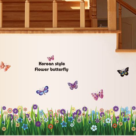 Aufkleber mit grünem Blatt- und Blumenmuster für Wohnzimmer, Schlafzimmer, Hintergrund, Wanddekoration (AY701) (1/5)