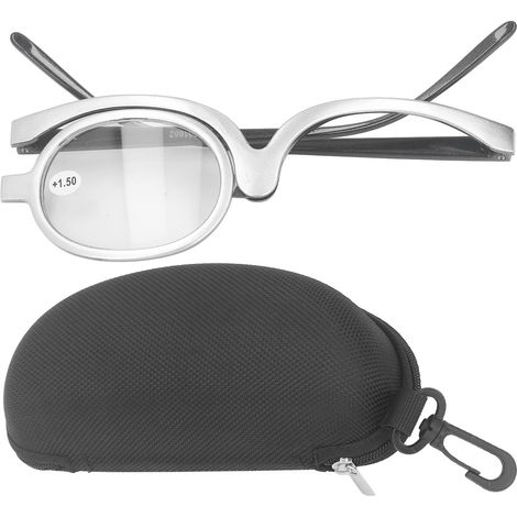 Lunettes de lecture maquillage portables, loupe presbytie relevable à lentille unique rotative +1.50 (1/5)