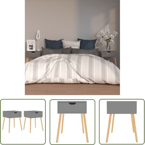Tables de chevet 2 pcs Gris 40x40x56 (1/5)