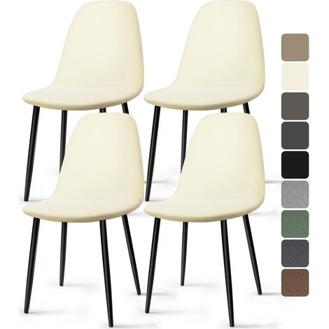 Housse de Chaise Scandinave 4 Pieces Universel Housses Chaise de Salle à Manger Extensible Lavable Couverture de Chaise Housse Chaise pour Décoration Salon Cuisine Hôtel (Jaune Crème, 4 Pieces)-KC (1/5)