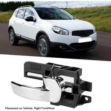 Poignée de Porte Intérieure Chrome Kit Gauche/Droite pour NISSAN QASHQAI 2004-2013 - 2 Pièces - Référence 80671-JD00E (1/5)