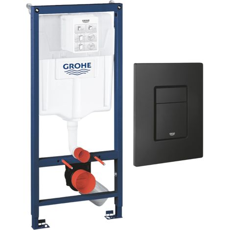 Bâti-support mur porteur GROHE Rapid SL Project avec plaque commande Even noir mat (1/4)