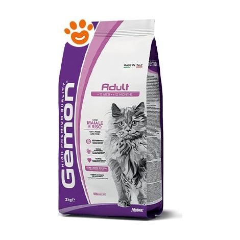 Monge Gemon Cat Adult Maiale e Riso - Sacco 2 Kg - Cibo Secco Gatti