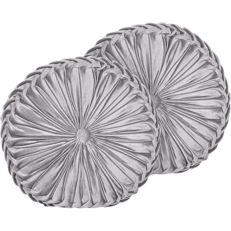 Dekokissen 2er Set UDALA Samtstoff 40 x 40 cm Grau Ohne Muster (1/5)