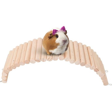1 échelle en bois, pont suspendu pour hamster, jouet d'exploration et d'exercice, adaptable en forme droite ou courbe, pour petits rongeurs (1/5)
